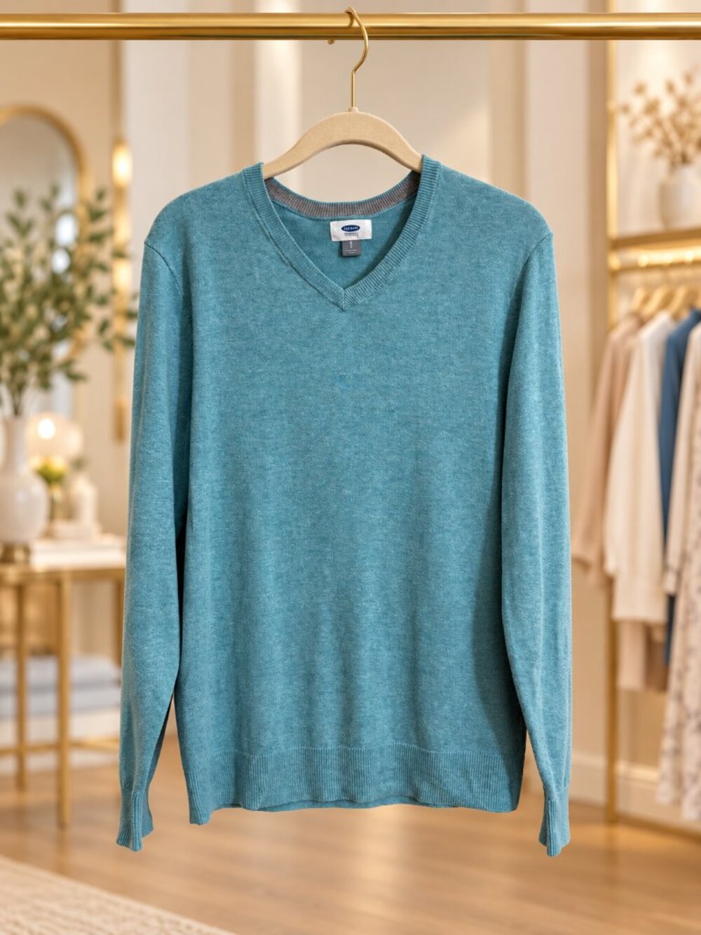 Old Navy Men's Teal Heather V-Neck Pullover Sweater Size S